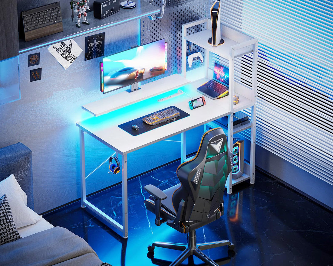 ODK 40" Reversible Gaming Desk with LED & USB Port