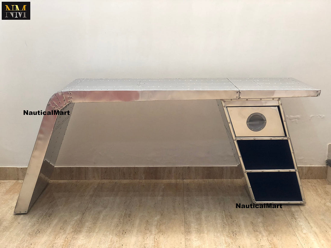 NauticalMart 60" Aviator Wing Aluminum Desk