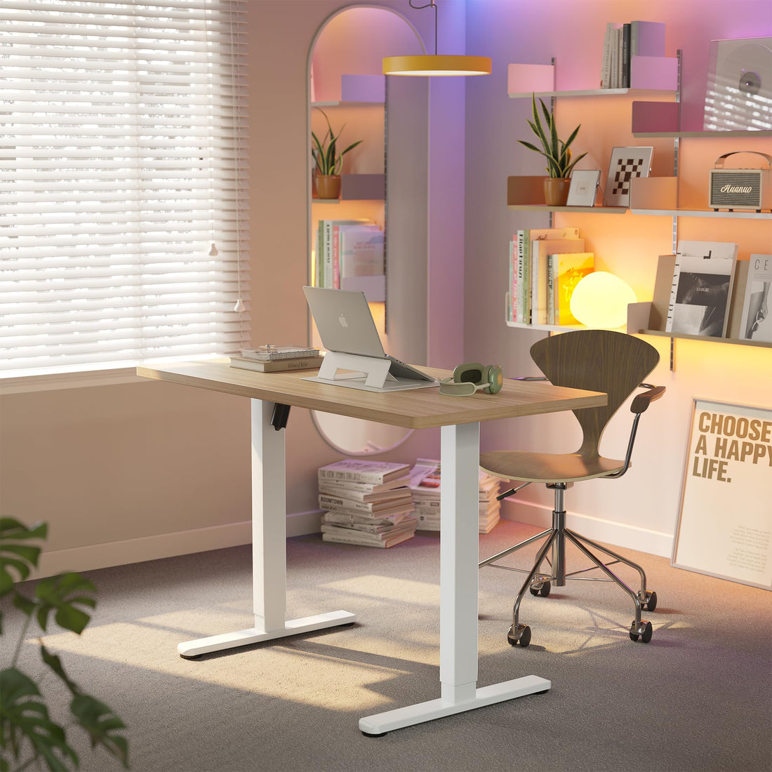HUANUO 32" Electric Standing Desk, Light Walnut