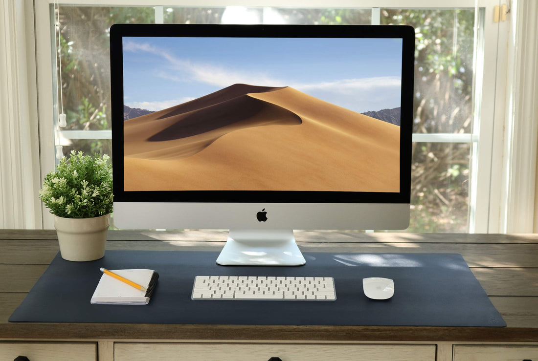 Leather Desk Pad 36"x20" – Dual-Sided Waterproof Mat, Black
