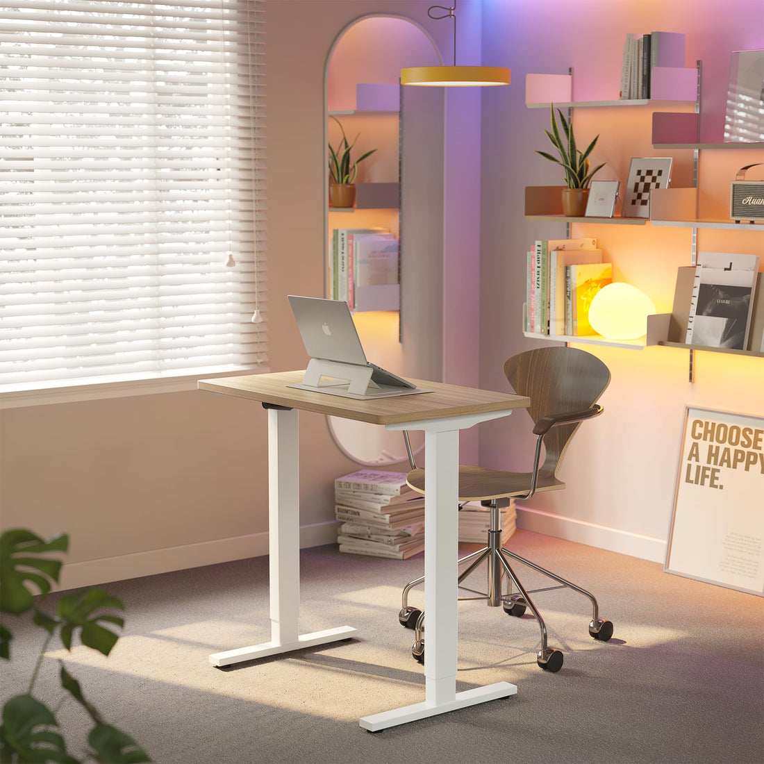 HUANUO 32" Electric Standing Desk, Light Walnut