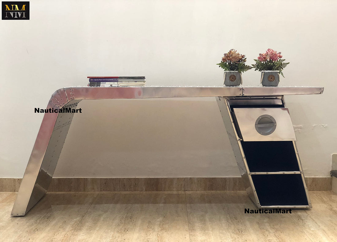 NauticalMart 60" Aviator Wing Aluminum Desk