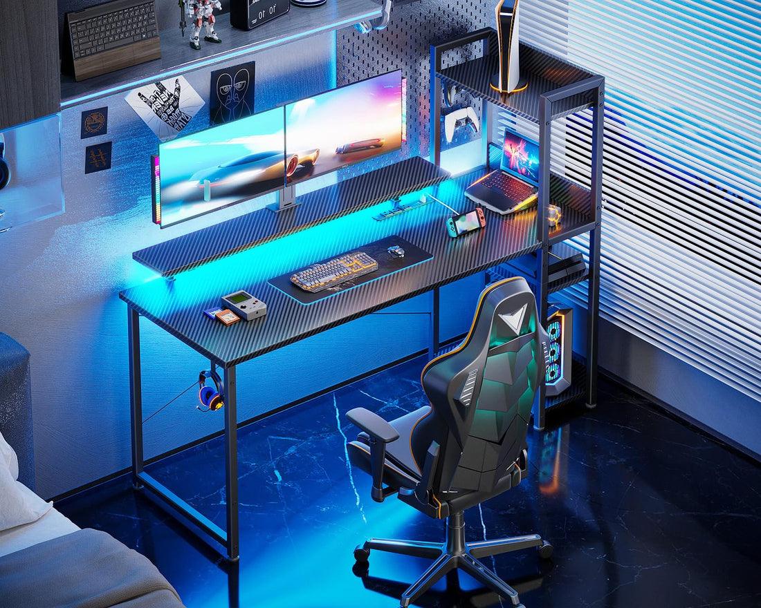 ODK 40" Reversible Gaming Desk with LED & USB Port