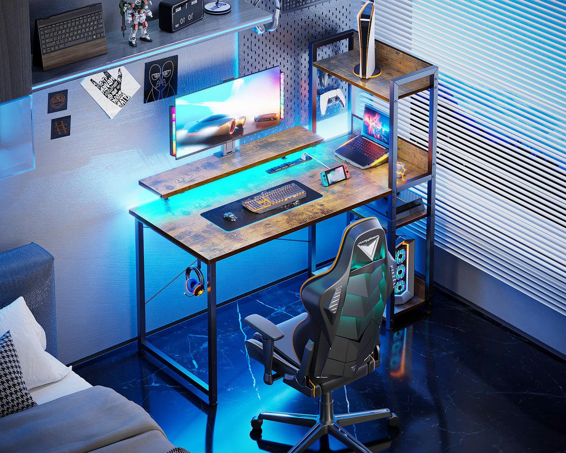 ODK 40" Reversible Gaming Desk with LED & USB Port