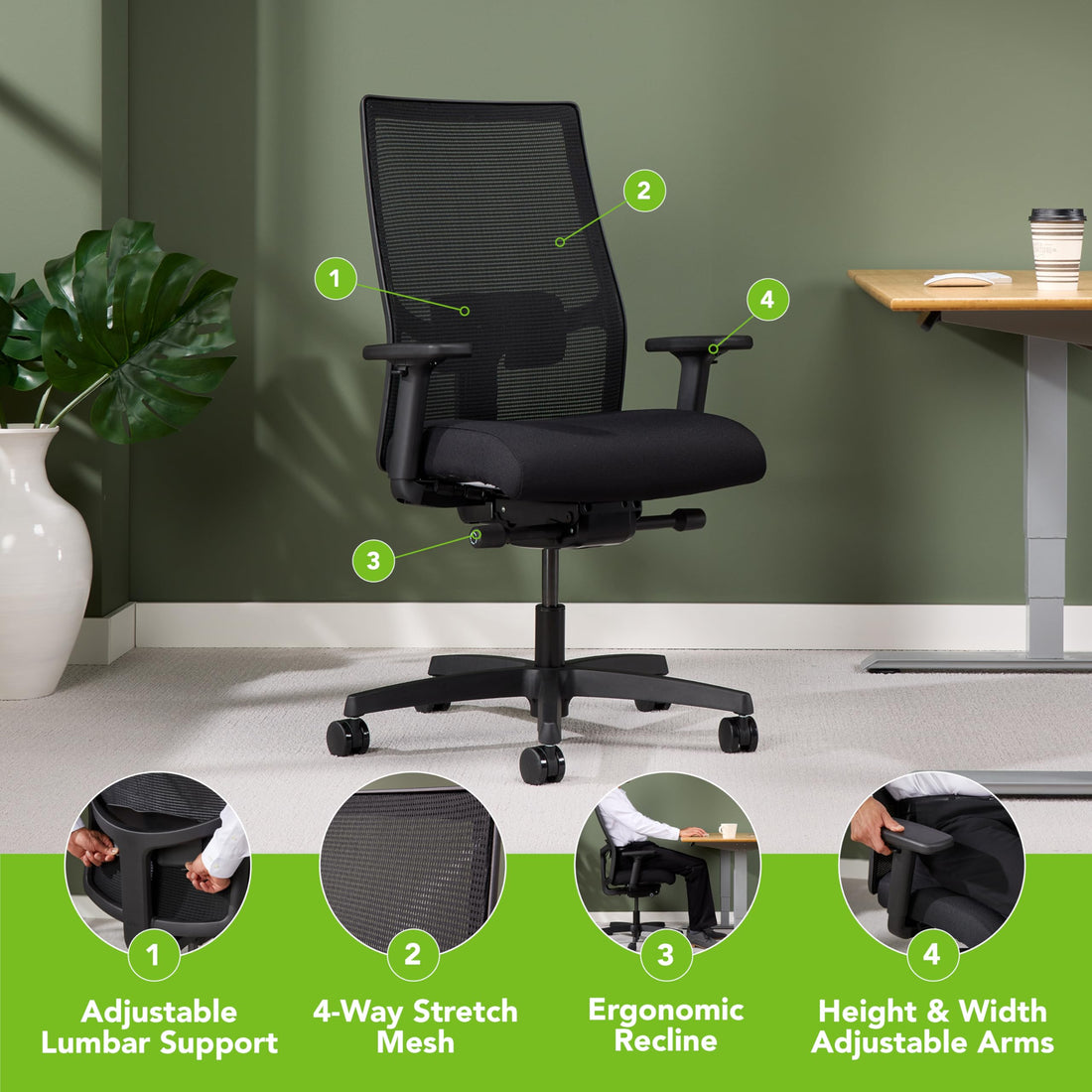 HON Ignition 2.0 Office Chair, Black
