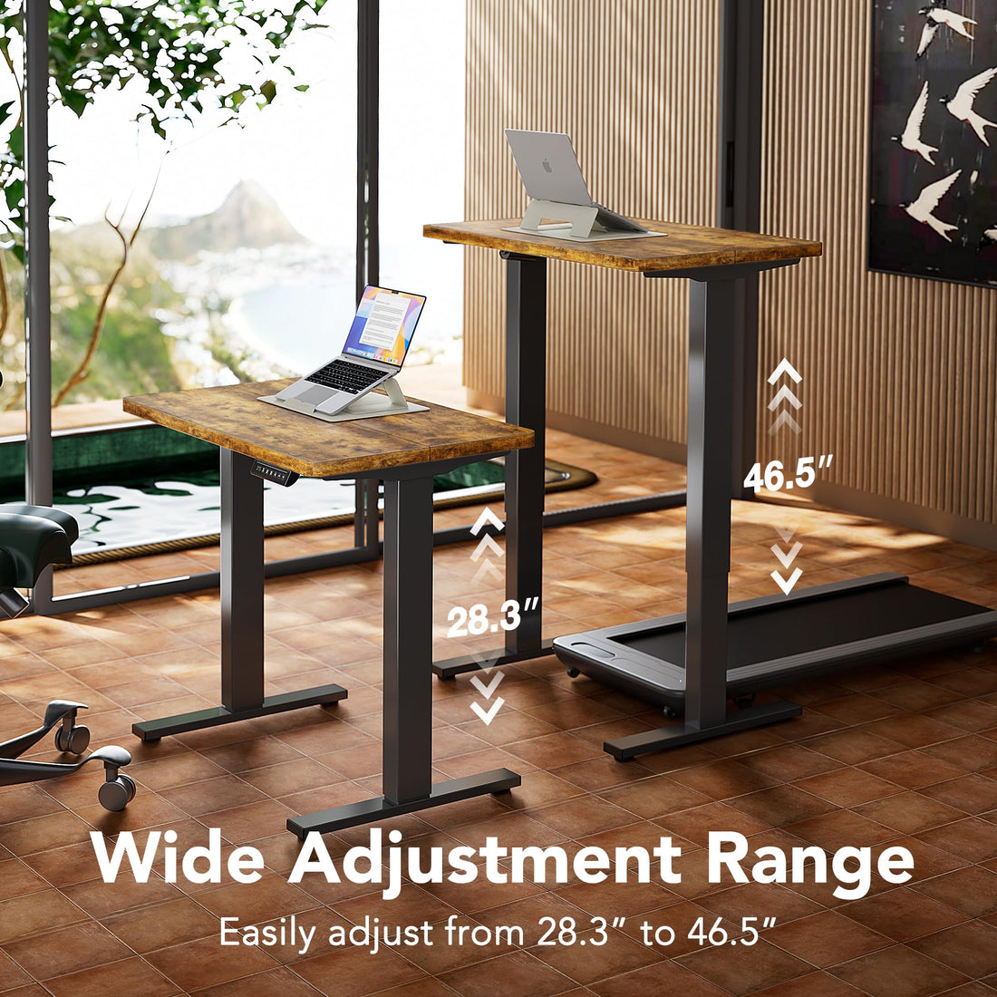 HUANUO 32" Electric Standing Desk, Light Walnut