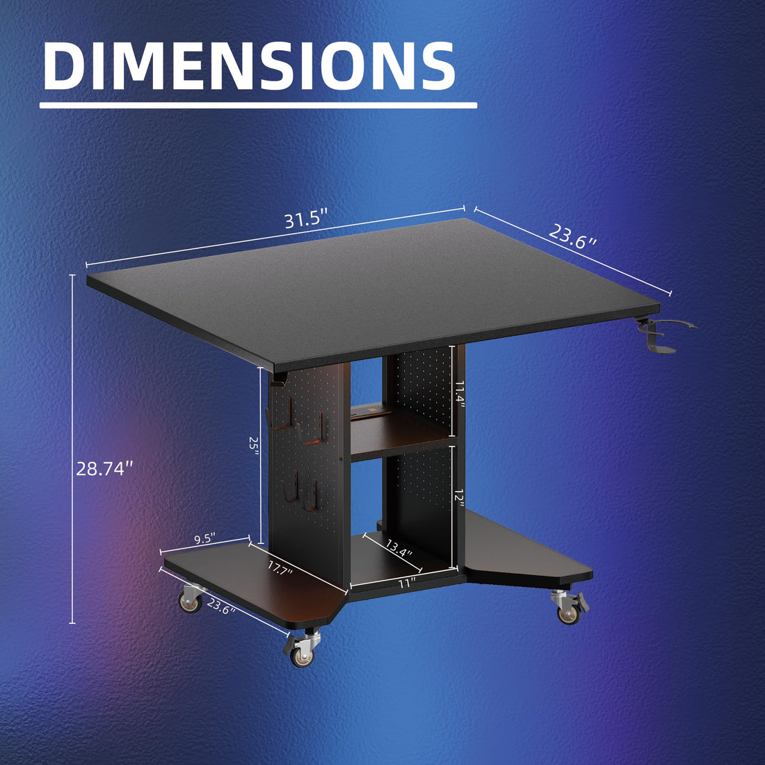 Pamray Small Rolling Gaming Desk, Pink
