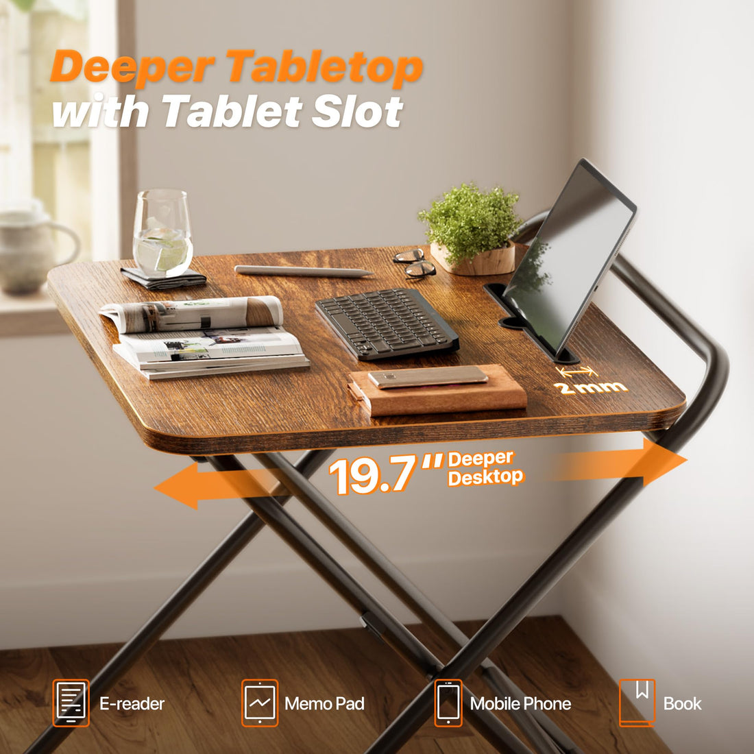 Huuger 24" Folding Desk, Rustic Brown