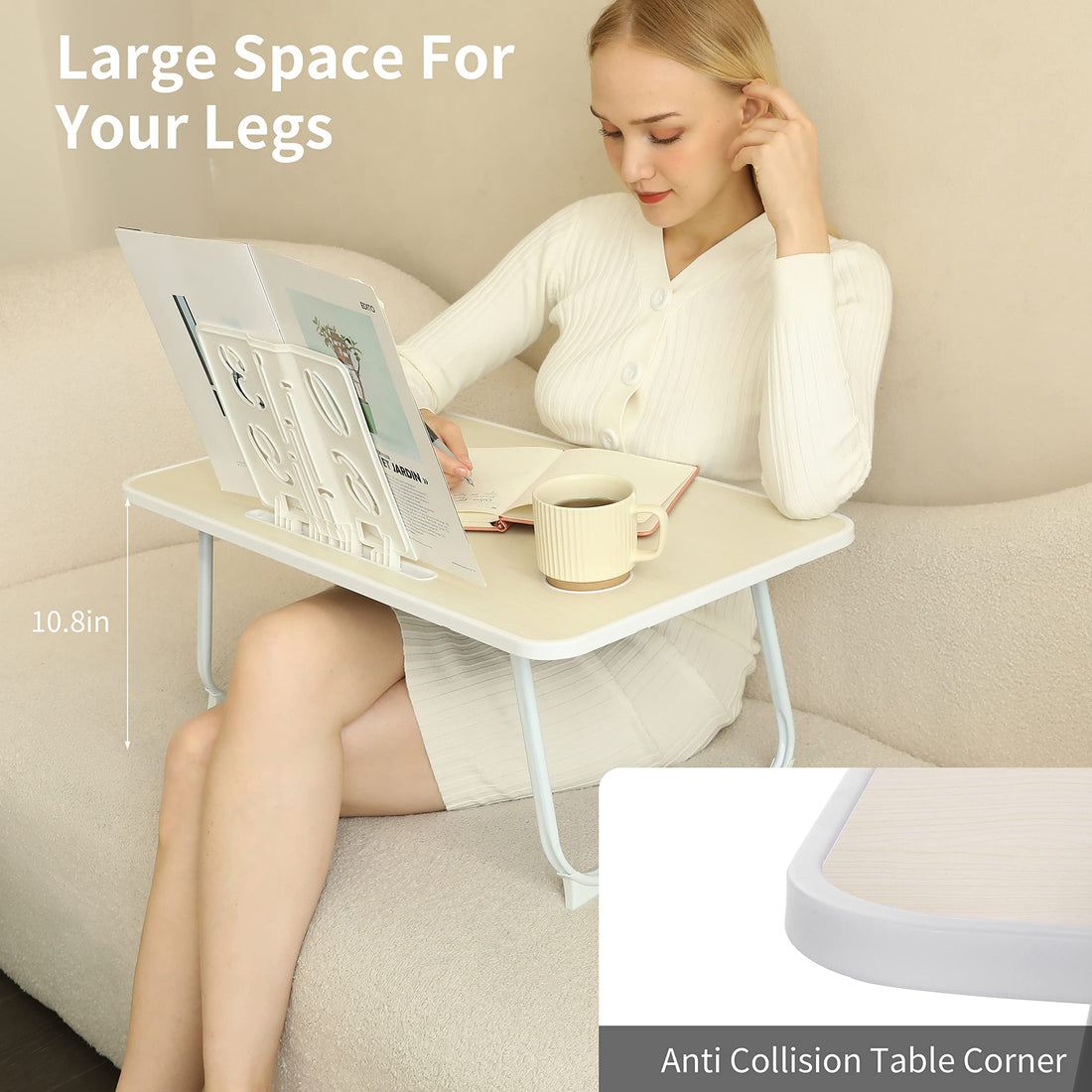 Extra Large 28"x16" Foldable Laptop Bed & Floor Table – Brown