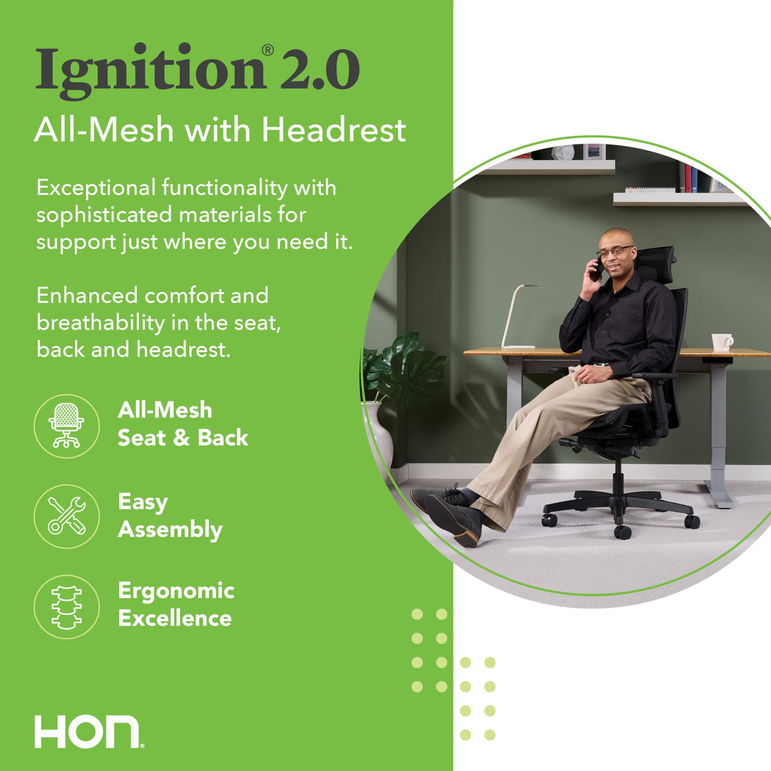 HON Ignition 2.0 Office Chair, Black