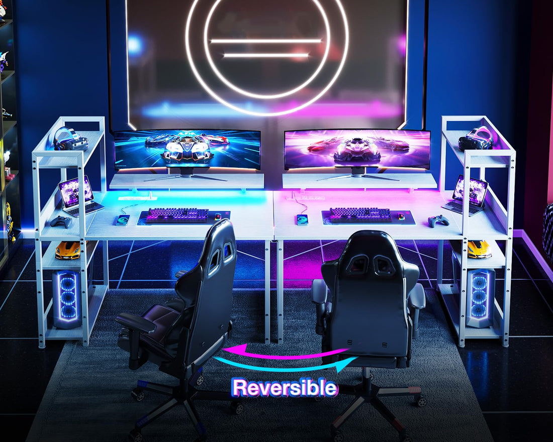 ODK 40" Reversible Gaming Desk with LED & USB Port
