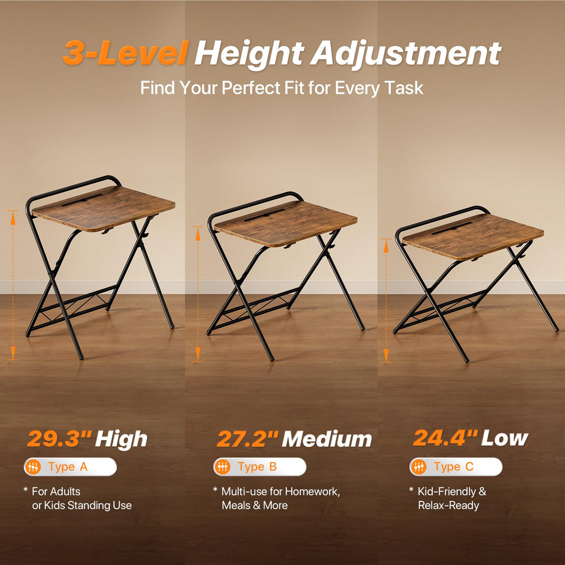 Huuger 24" Folding Desk, Rustic Brown