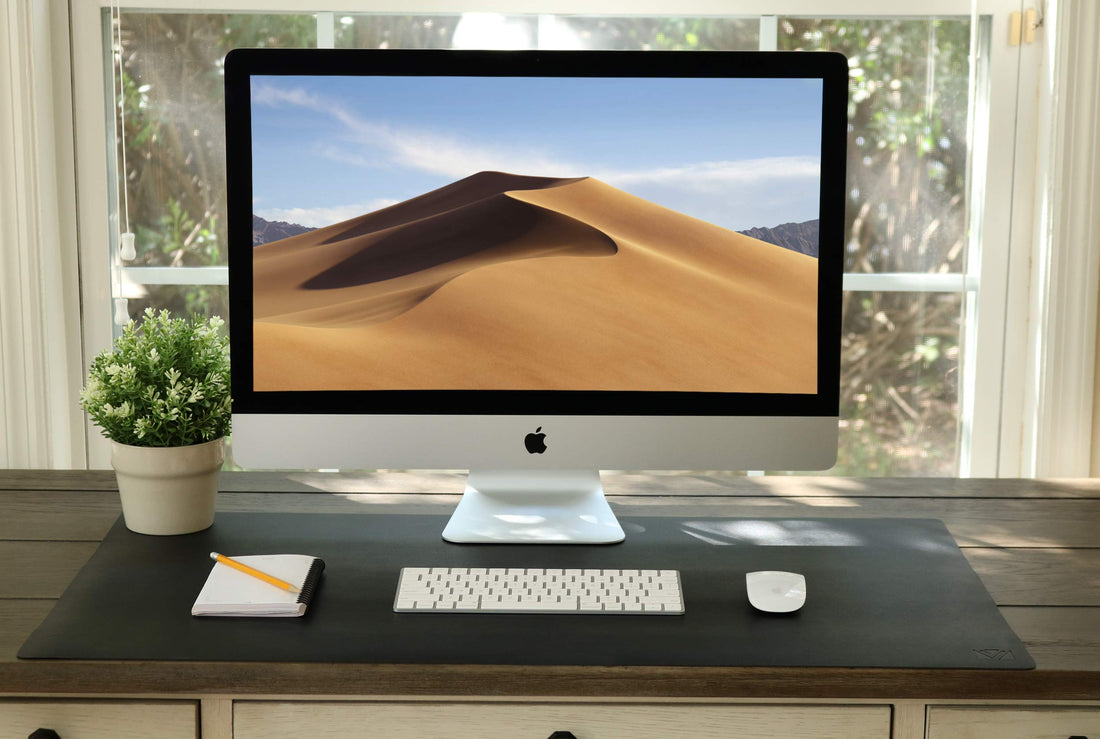 Leather Desk Pad 36"x20" – Dual-Sided Waterproof Mat, Black