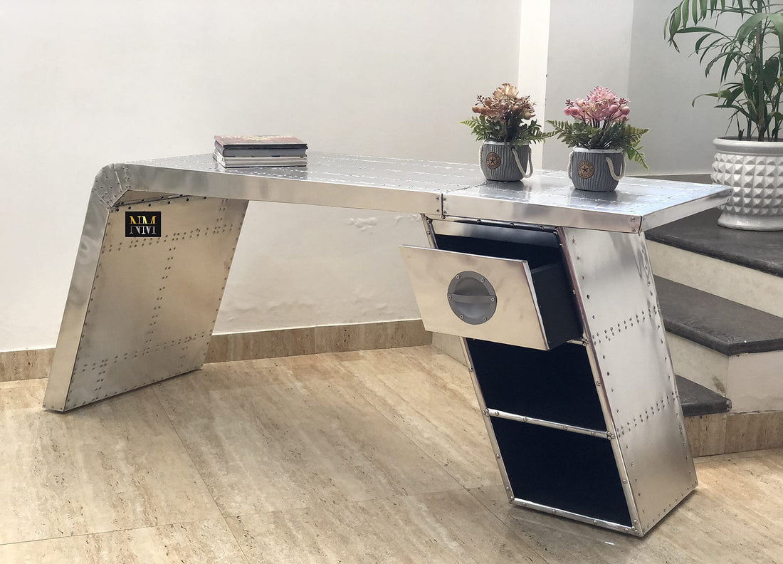 NauticalMart 60" Aviator Wing Aluminum Desk
