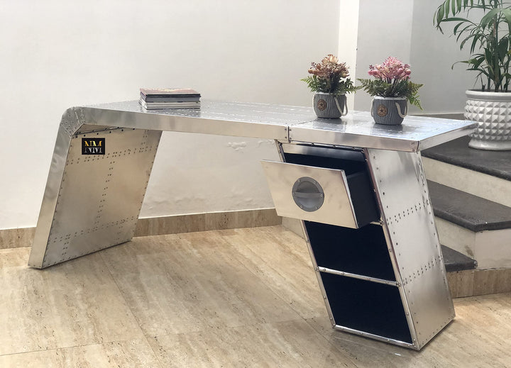NauticalMart 60" Aviator Wing Aluminum Desk
