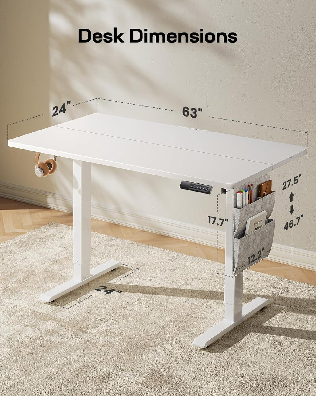 HUANUO 32" Electric Standing Desk, Light Walnut