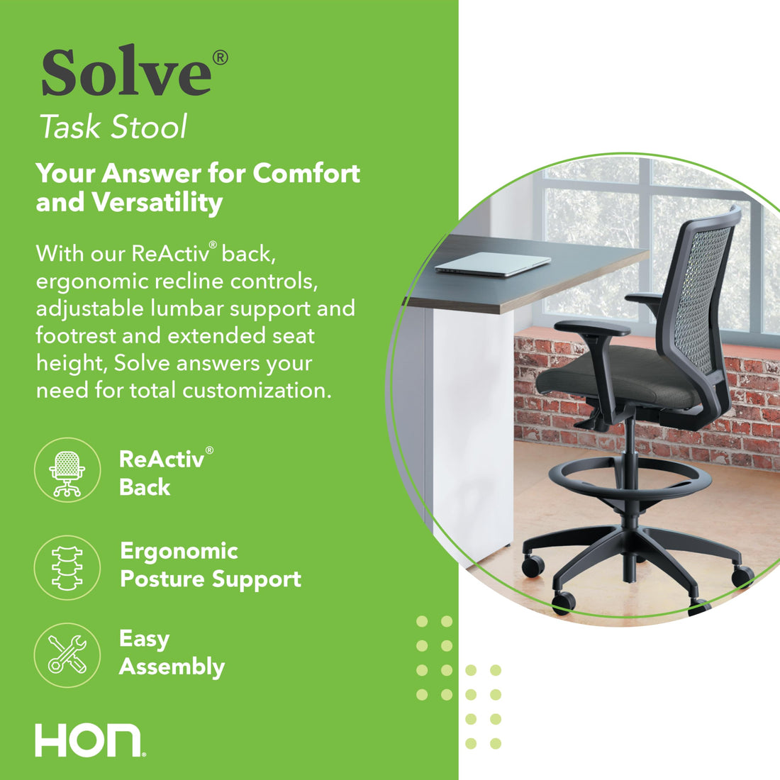 HON Solve Ergonomic Mesh Office Chair, Black