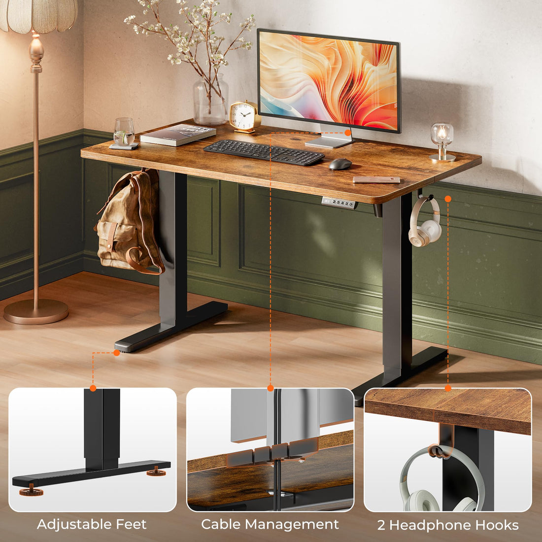Huuger 55"x28" Large Electric Standing Desk, Black