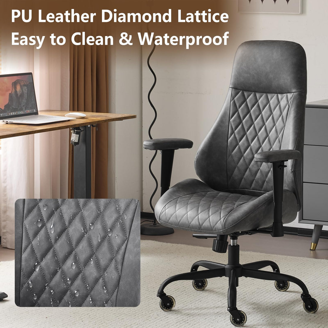 YFO Brown Leather Ergonomic Office Chair