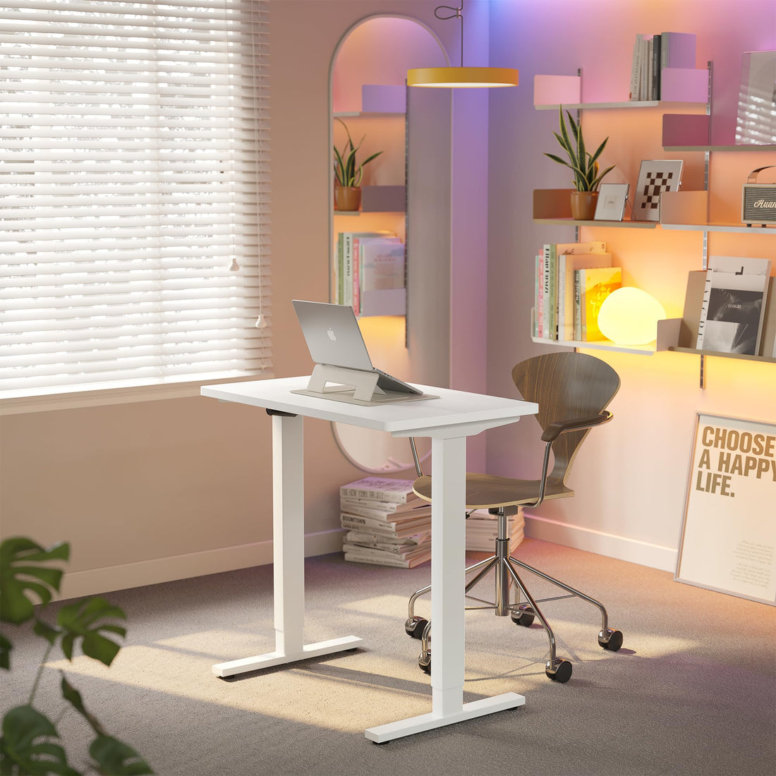 HUANUO 32" Electric Standing Desk, Light Walnut
