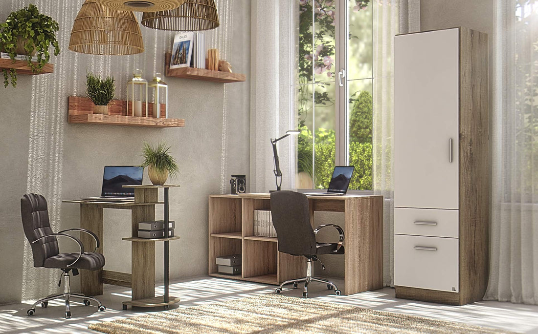 Furinno Compact Computer Desk, Walnut/Black
