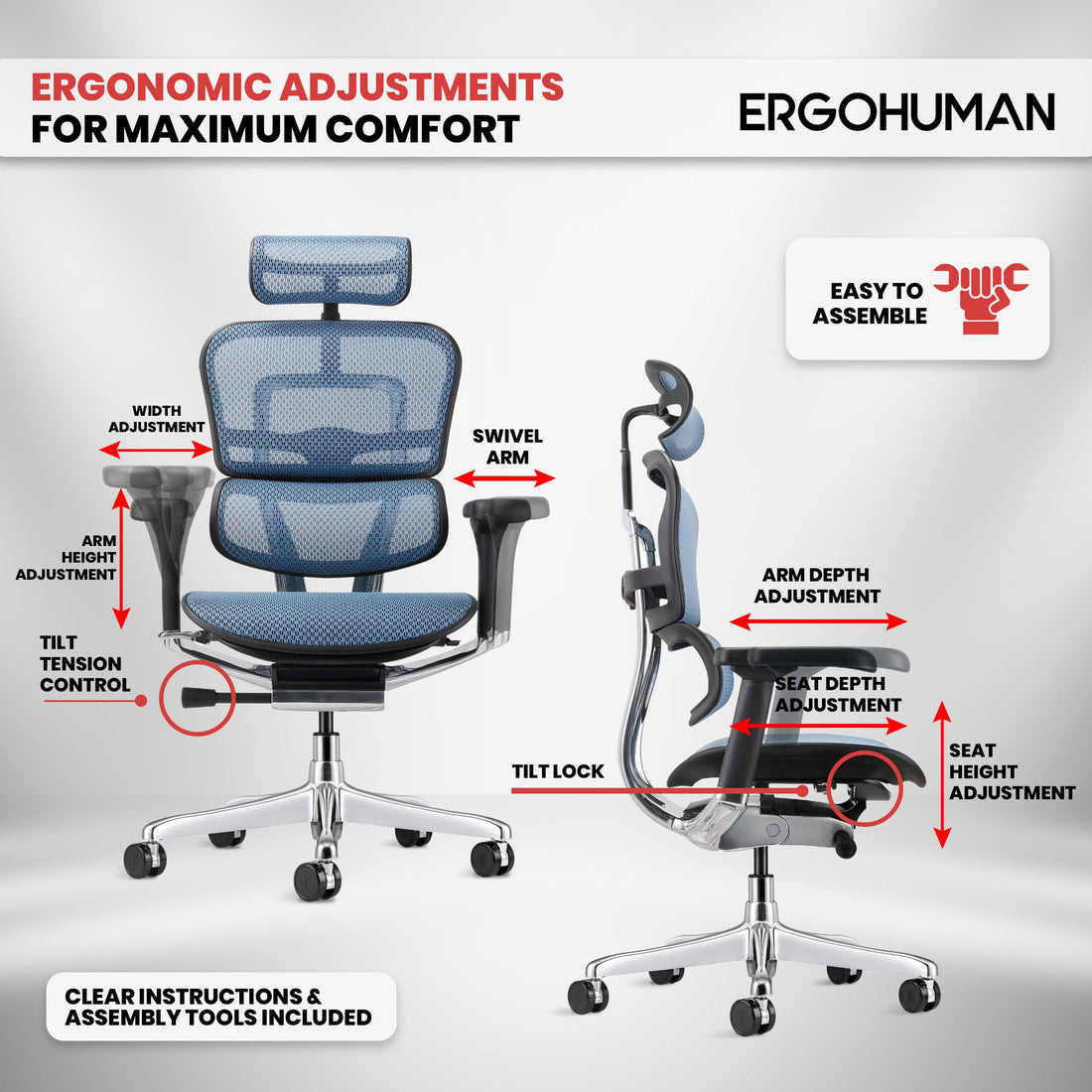 Ergohuman Eurotech Mesh Chair, Black