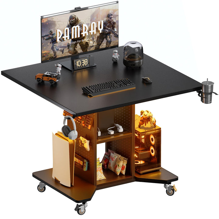 Pamray Small Rolling Gaming Desk, Pink