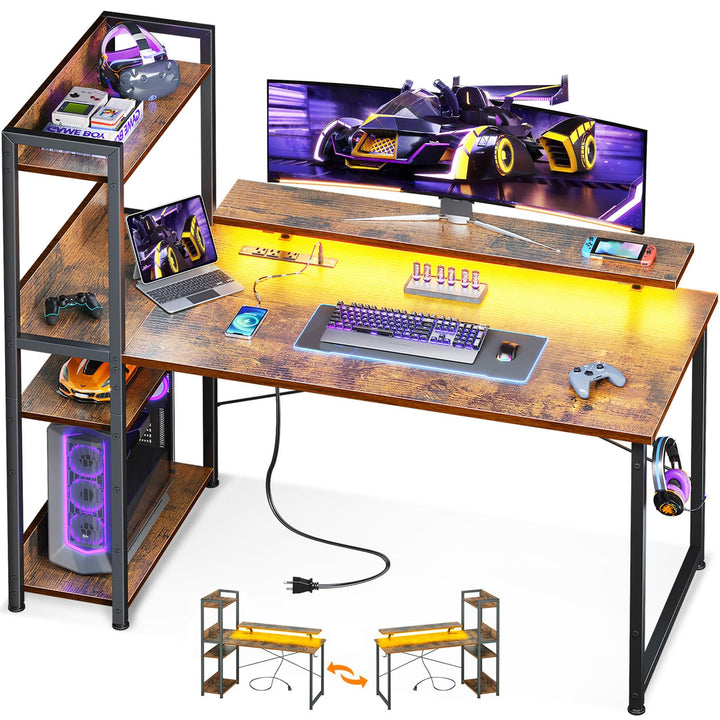 ODK 40" Reversible Gaming Desk with LED & USB Port