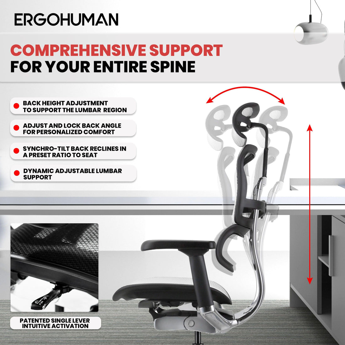 Ergohuman Eurotech Mesh Chair, Black