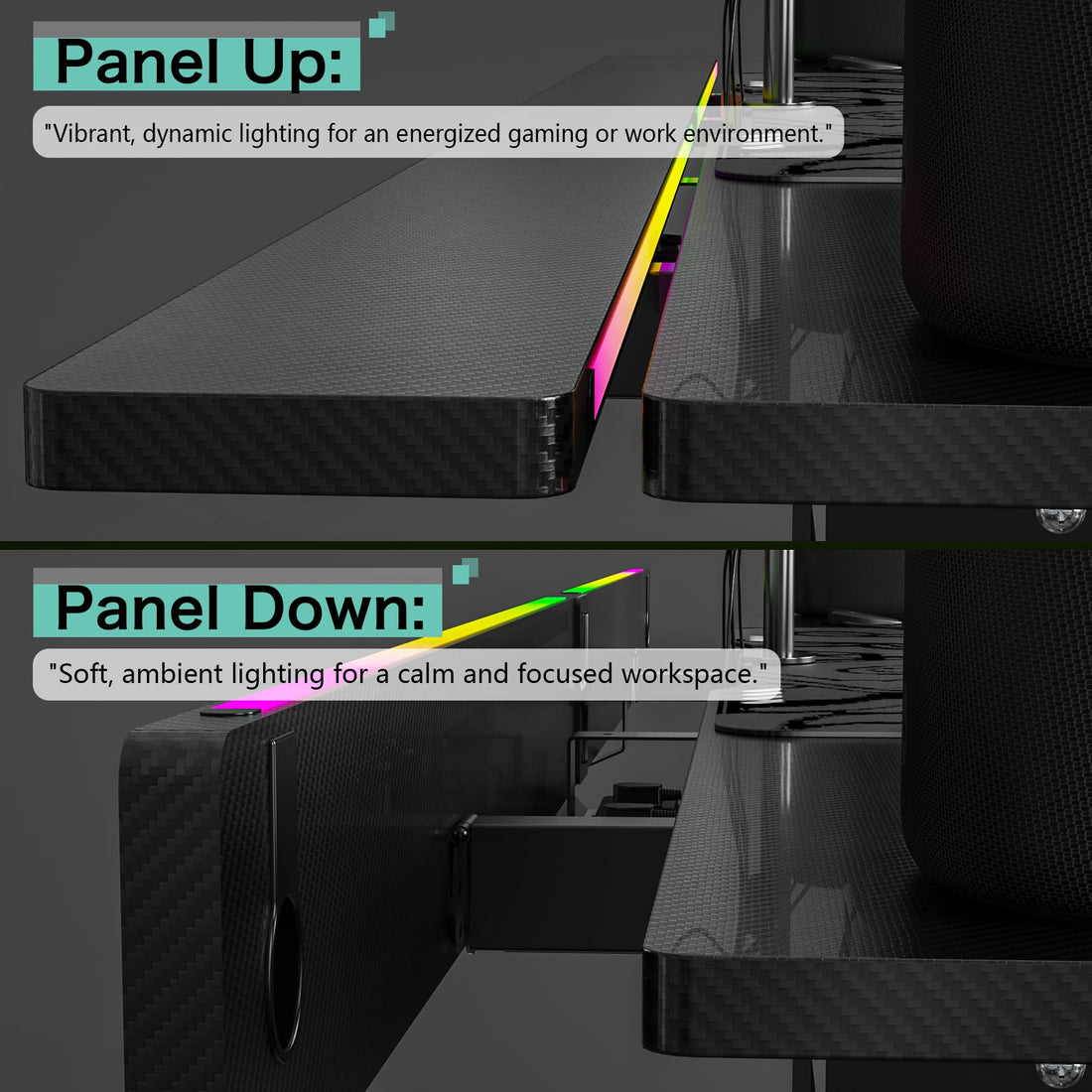 JWX 71" Dual Motor 4-Leg Standing Gaming Desk with LED