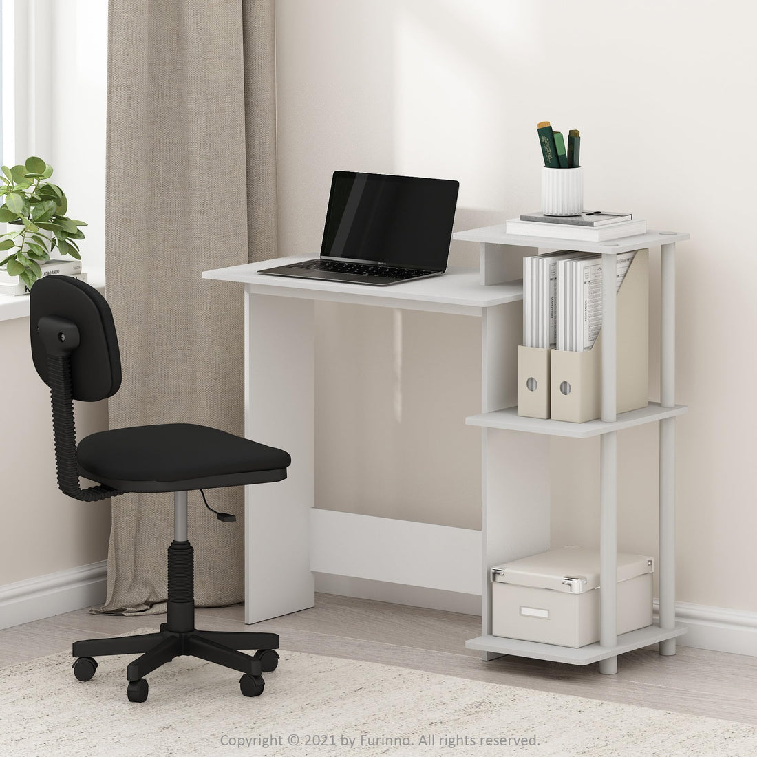 Furinno Compact Computer Desk, Walnut/Black