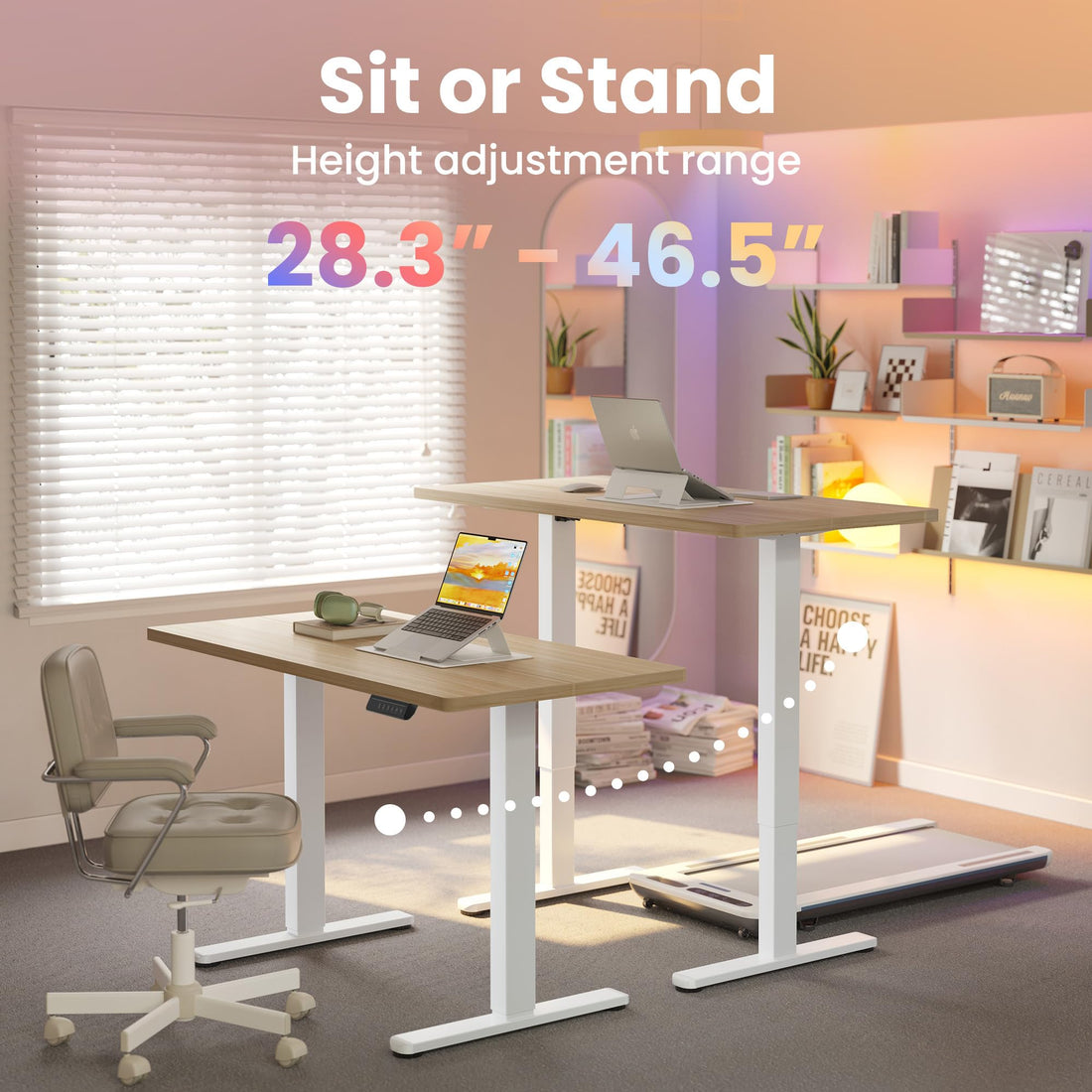 HUANUO 32" Electric Standing Desk, Light Walnut