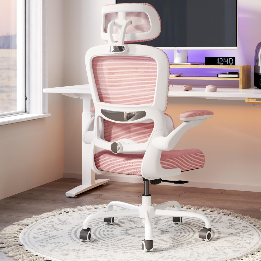 TRALT Ergonomic Office Chair, White Leather