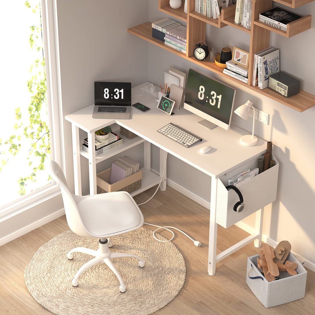 Lufeiya 40" White L-Shaped Desk
