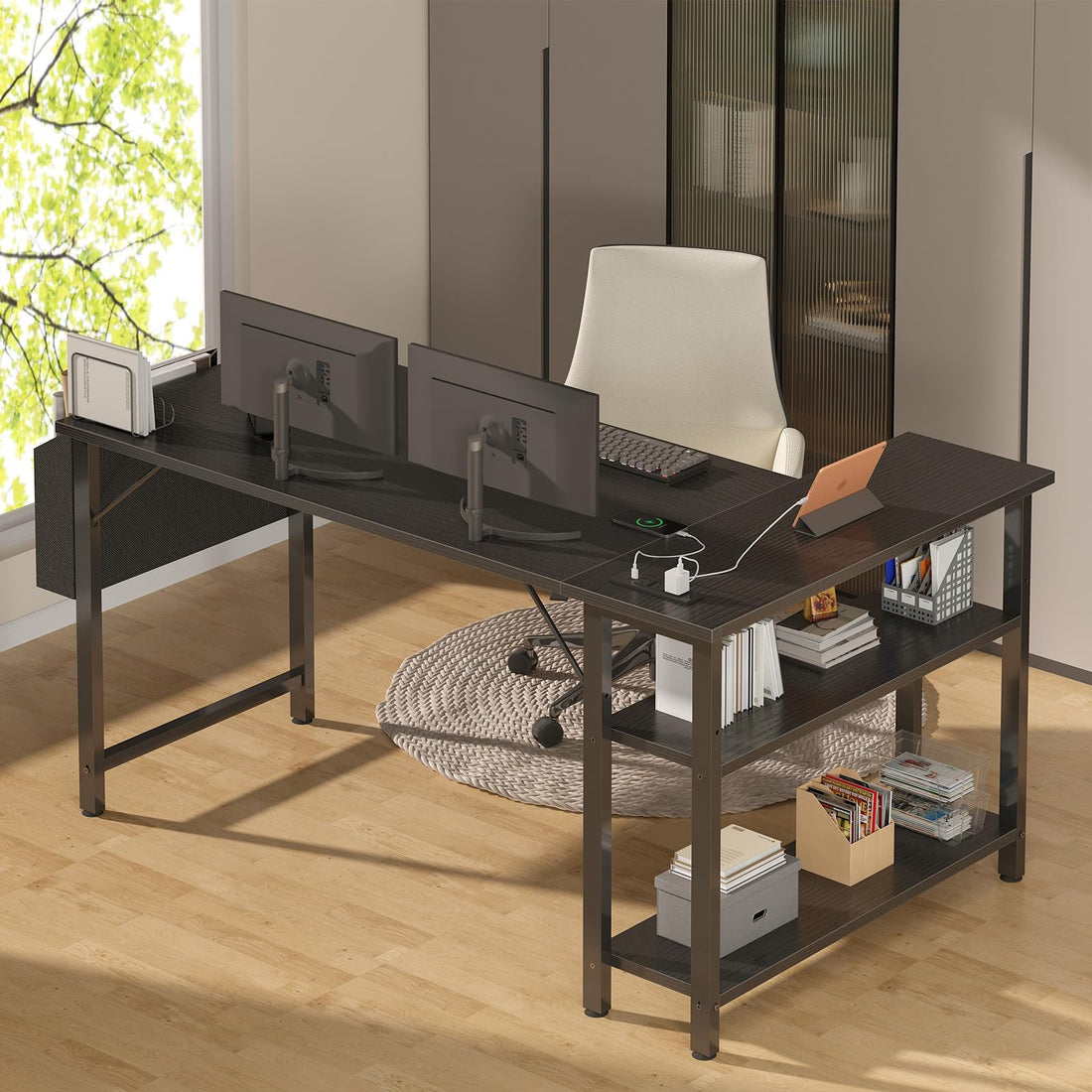 Lufeiya 40" White L-Shaped Desk