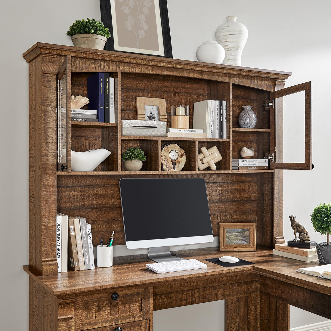 OKD 60" L-Shaped Executive Desk with Hutch & Storage