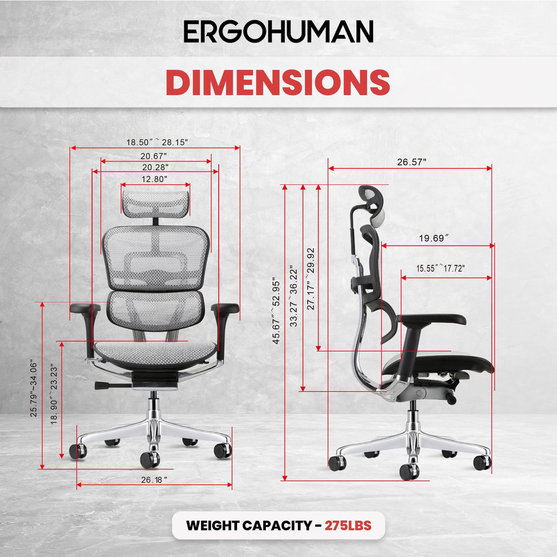 Ergohuman Eurotech Mesh Chair, Black