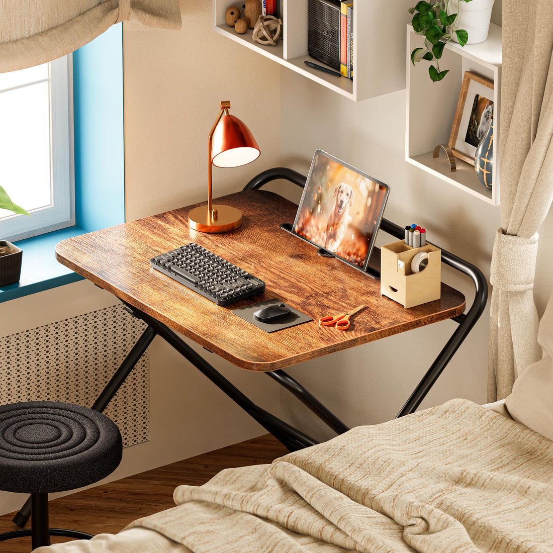 Huuger 24" Folding Desk, Rustic Brown