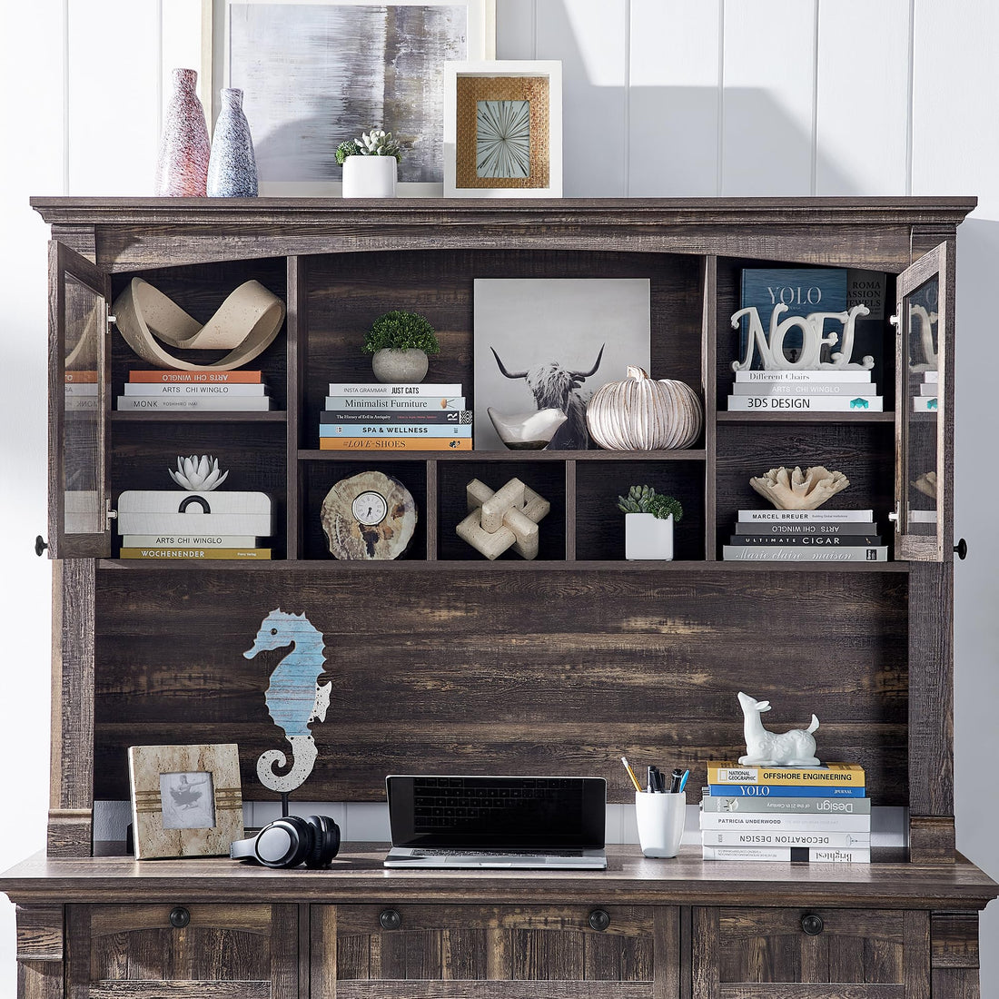 OKD 60" L-Shaped Executive Desk with Hutch & Storage