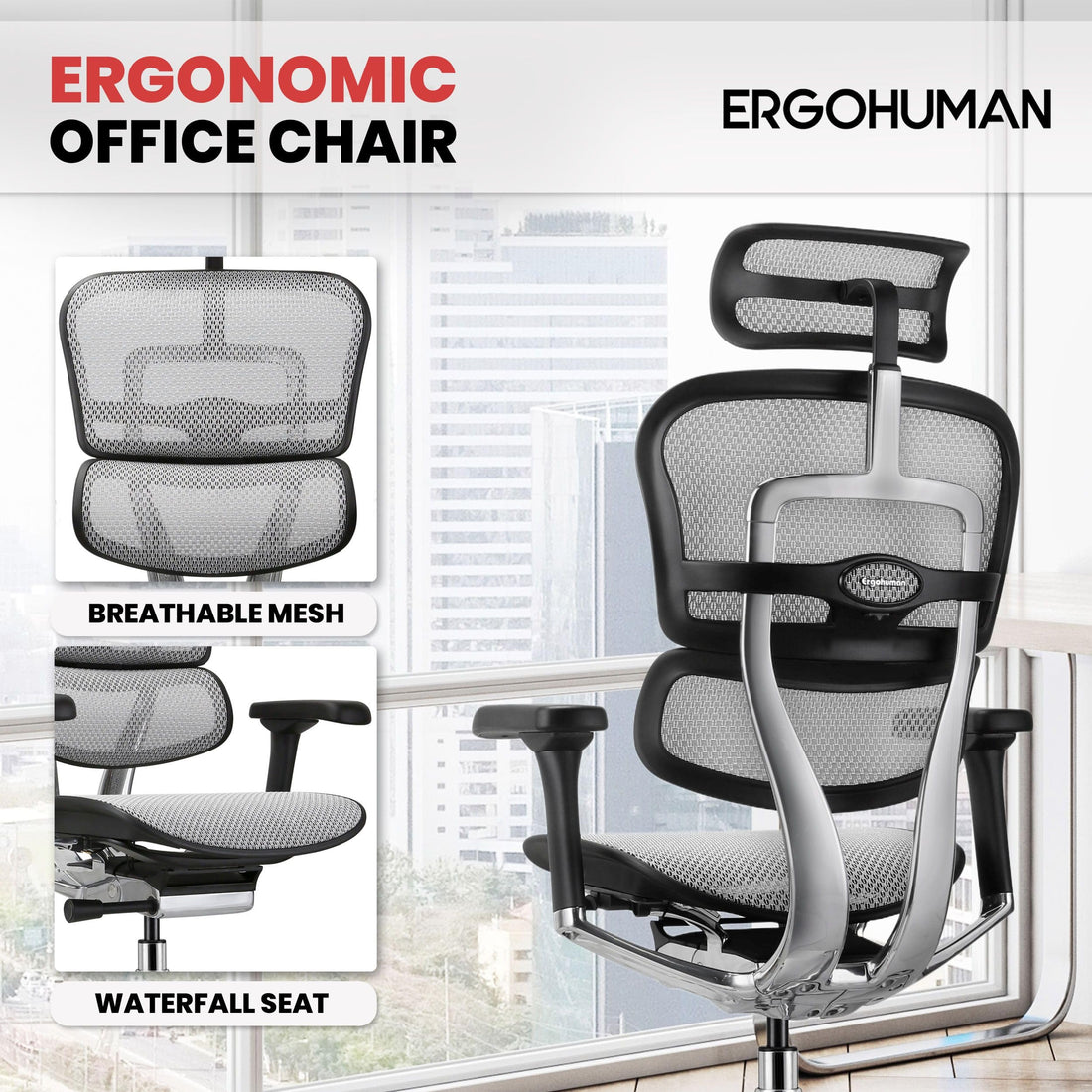 Ergohuman Eurotech Mesh Chair, Black
