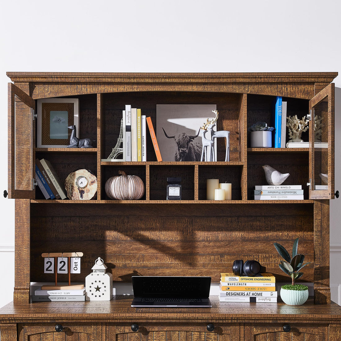 OKD 60" L-Shaped Executive Desk with Hutch & Storage