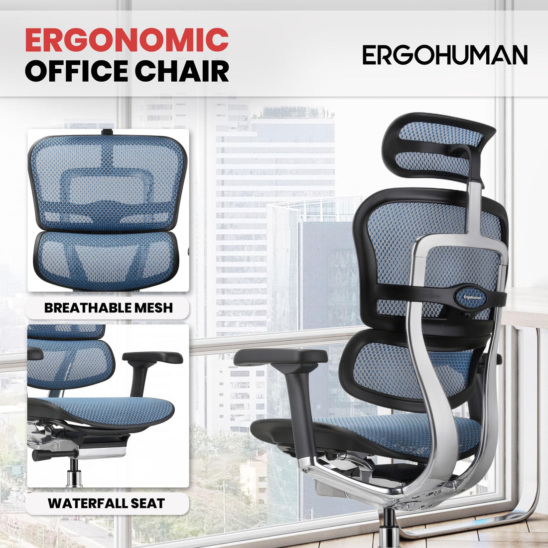 Ergohuman Eurotech Mesh Chair, Black