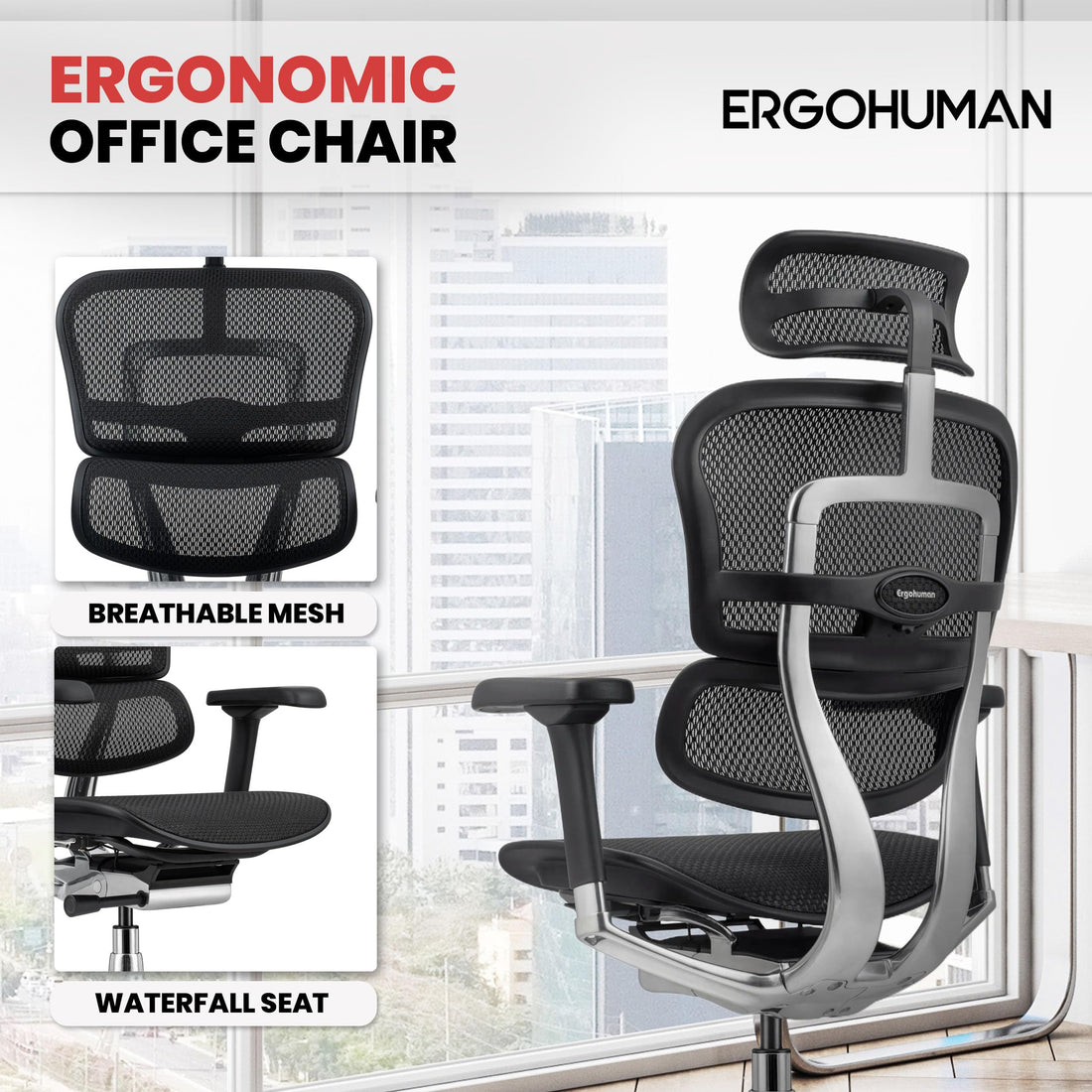 Ergohuman Eurotech Mesh Chair, Black