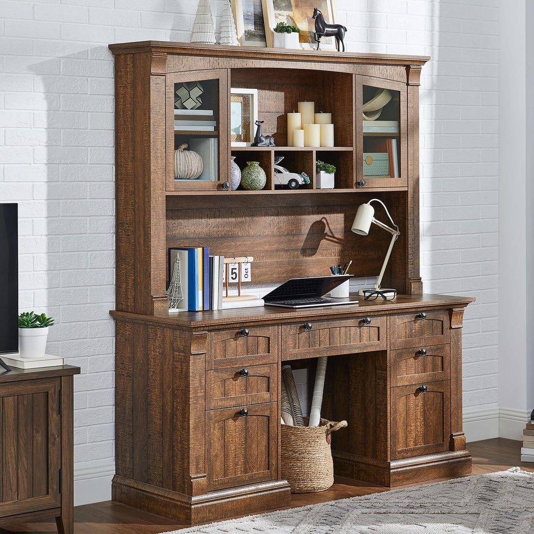 OKD 60" L-Shaped Executive Desk with Hutch & Storage