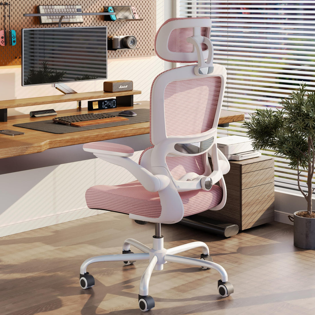 TRALT Ergonomic Office Chair, White Leather